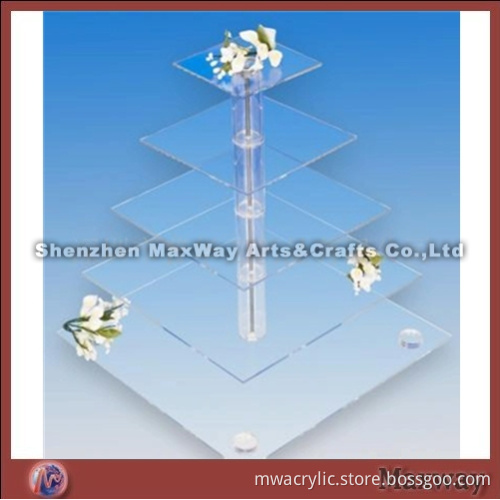 Clear Square Finely Designed 3 Tiers Lucite Cupcake Stand Rack